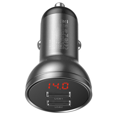 АЗП Baseus Digital Display Dual USB 4.8A Car Charger 24W (CCBX)