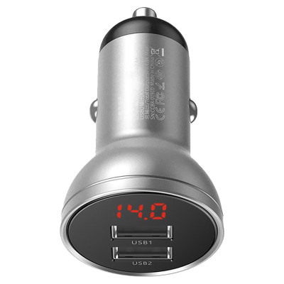 АЗП Baseus Digital Display Dual USB 4.8A Car Charger 24W (CCBX)