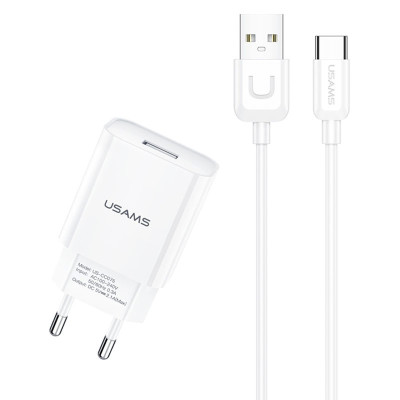 МЗП USAMS T21 Charger kit - T18 single USB + Uturn Type-C cable